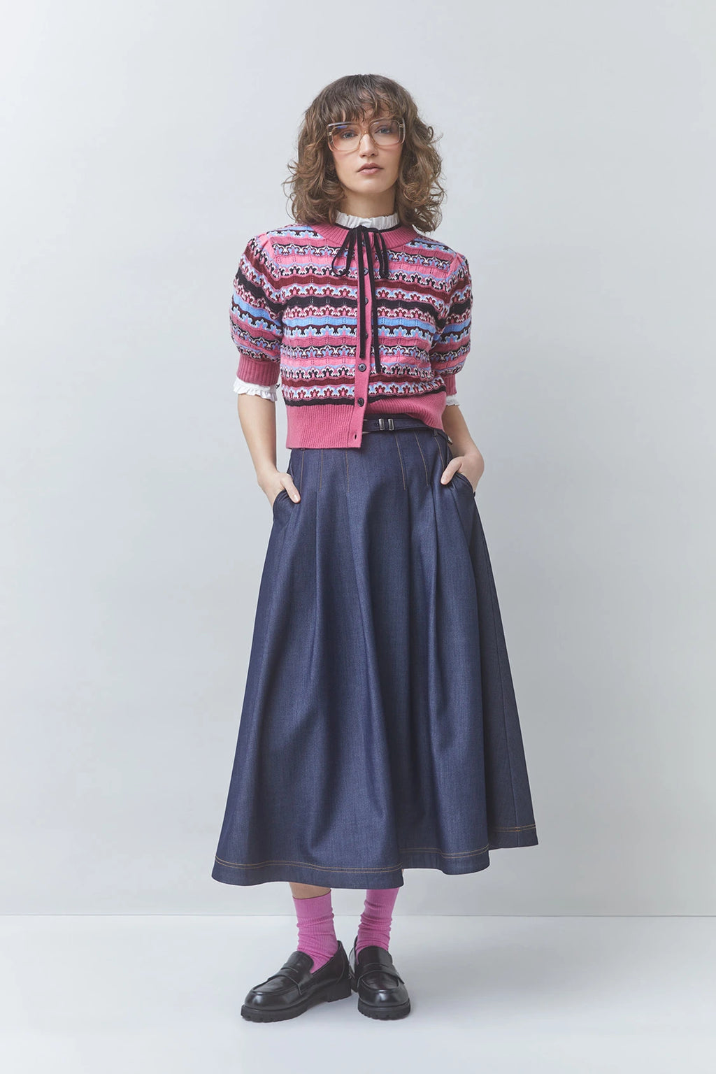Print Pullover with Tie