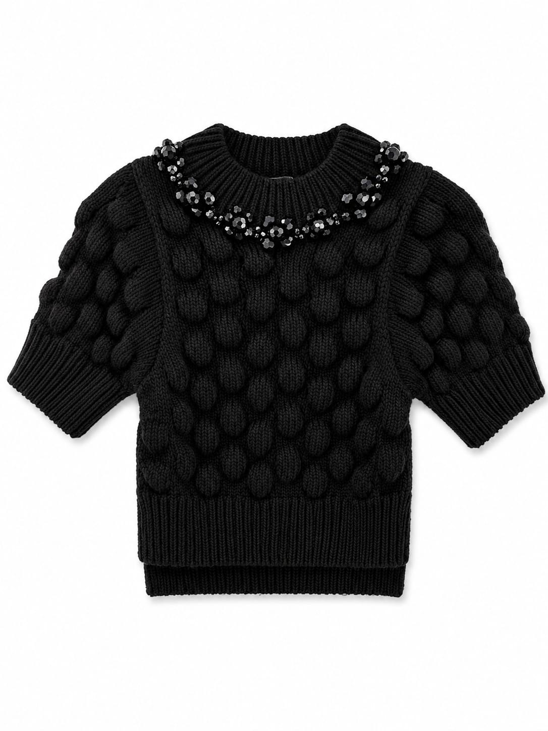 Textured Sweater with Stone Neck