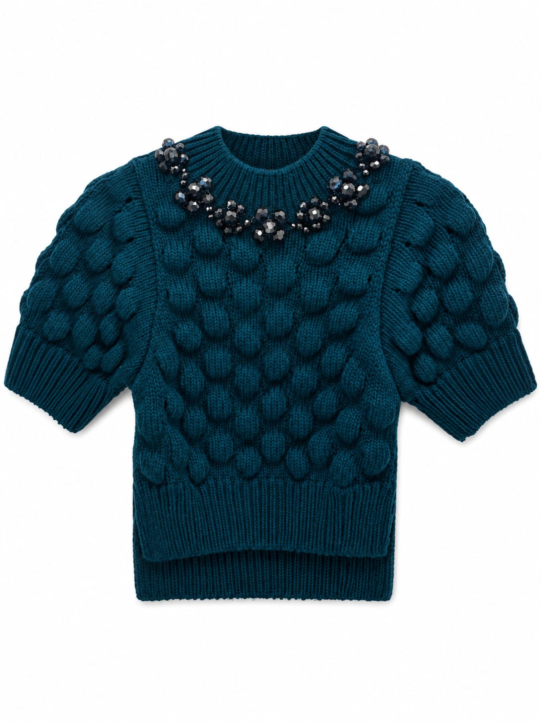 Textured Sweater with Stone Neck