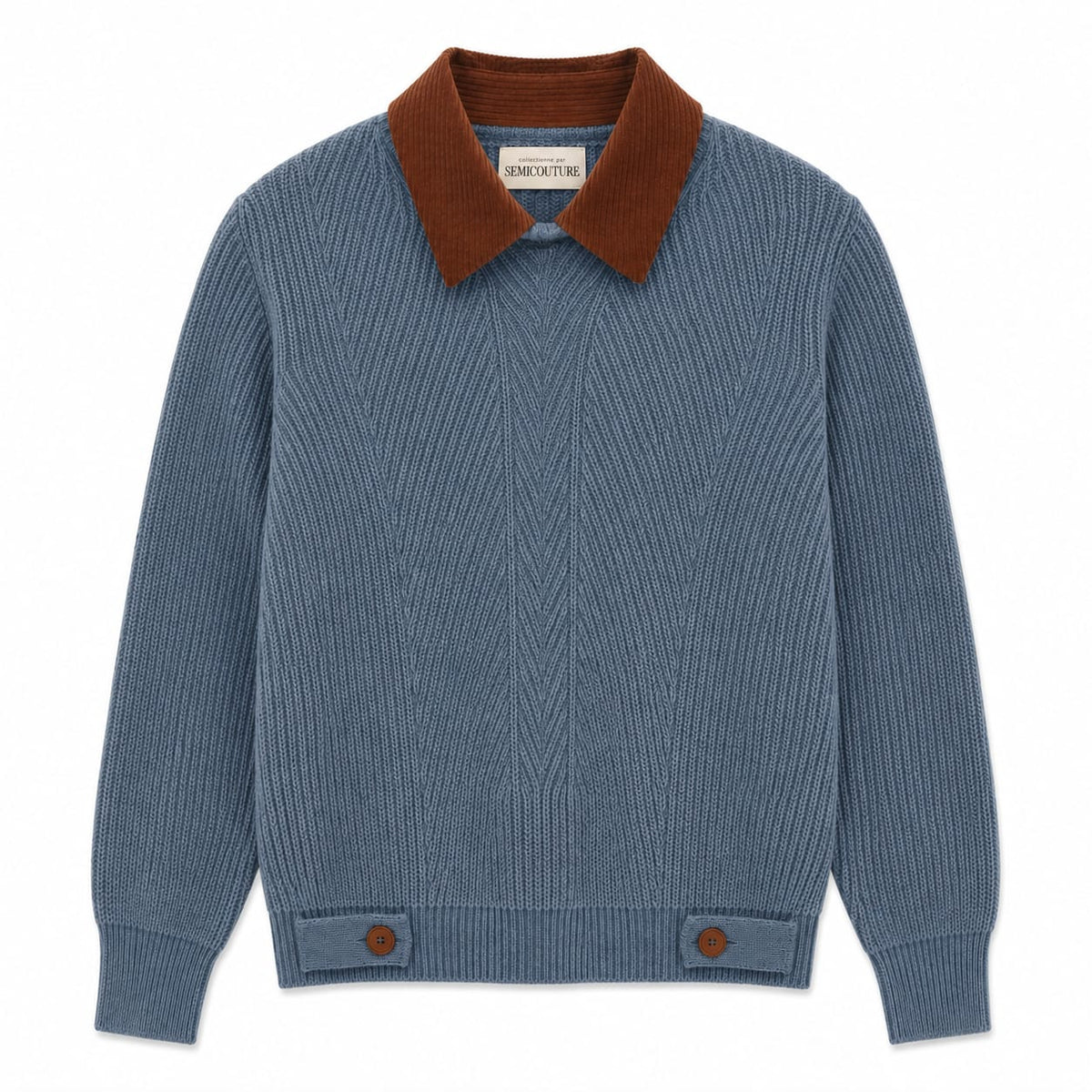 Knit Sweater with Contrast Collar